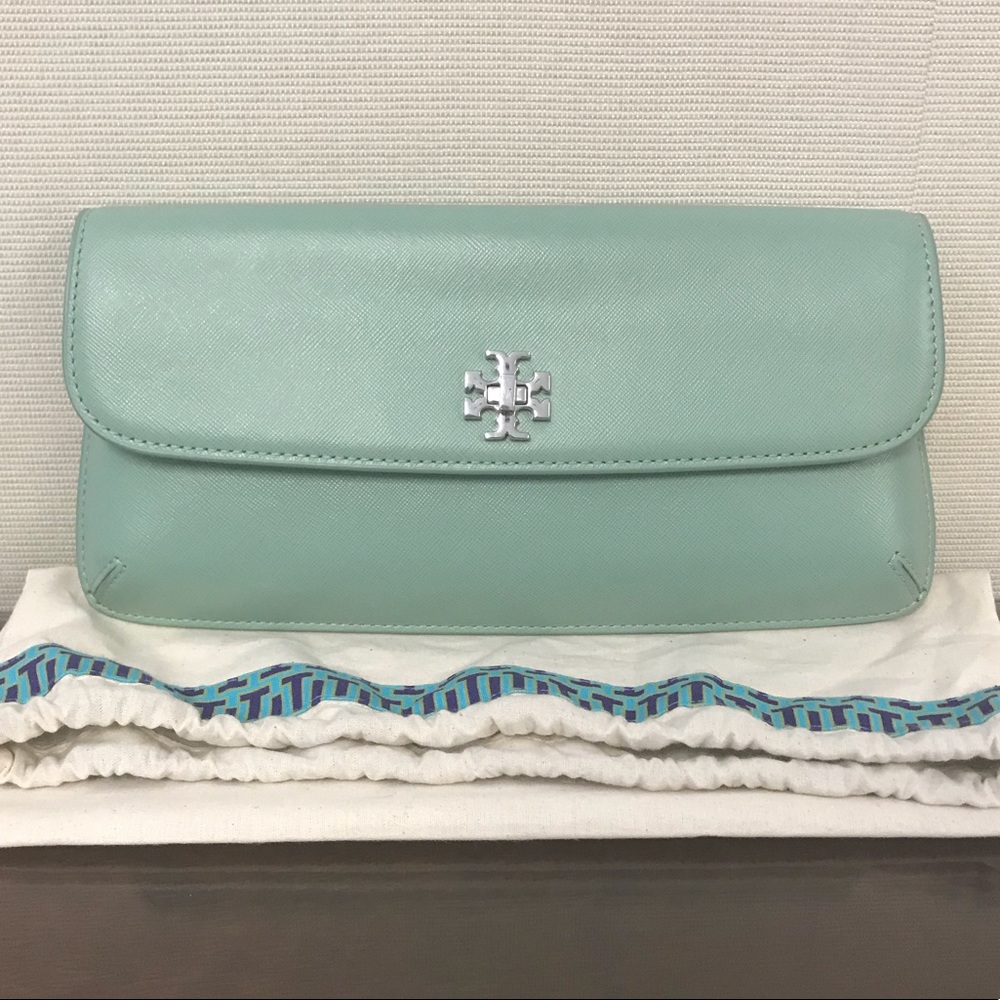 Tory Burch Diana Large Turnlock Clutch Mint Green